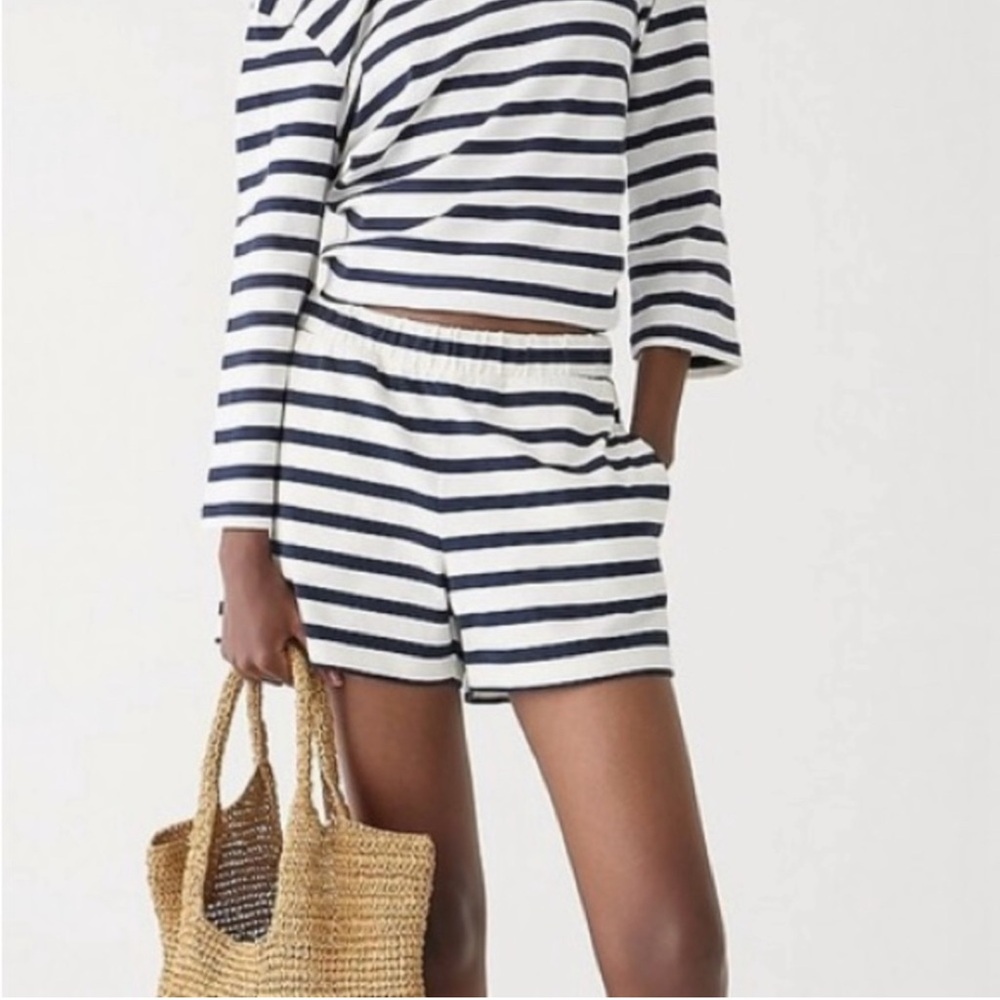 J. Crew Blue and White Striped Blouse and shorts